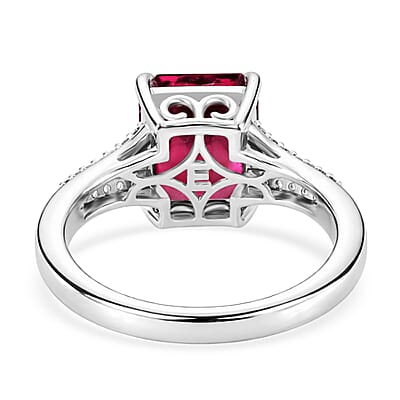 EverTrue Niassa Ruby (FF) and White Zircon 5.35 ctw Bridge Architecture Ring in Platinum Bond (Size 10.0)