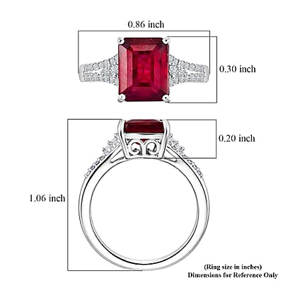 EverTrue Niassa Ruby (FF) and White Zircon 5.35 ctw Bridge Architecture Ring in Platinum Bond (Size 10.0)