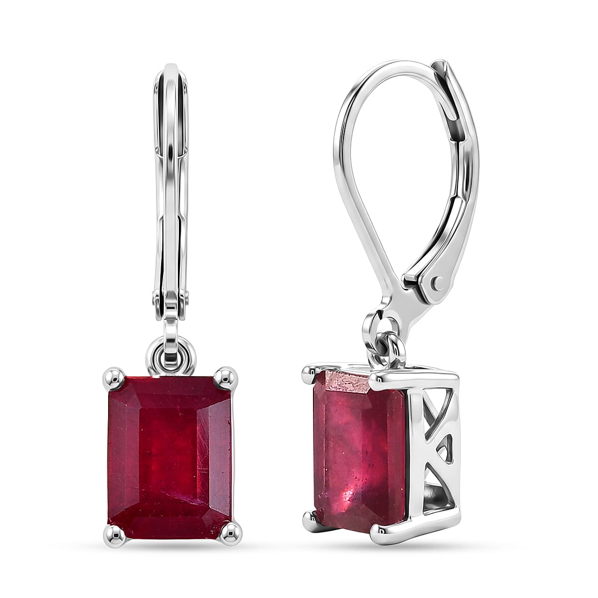 EverTrue Niassa Ruby (FF) Bridge Architecture Earrings in Platinum Bond 4.70 ctw