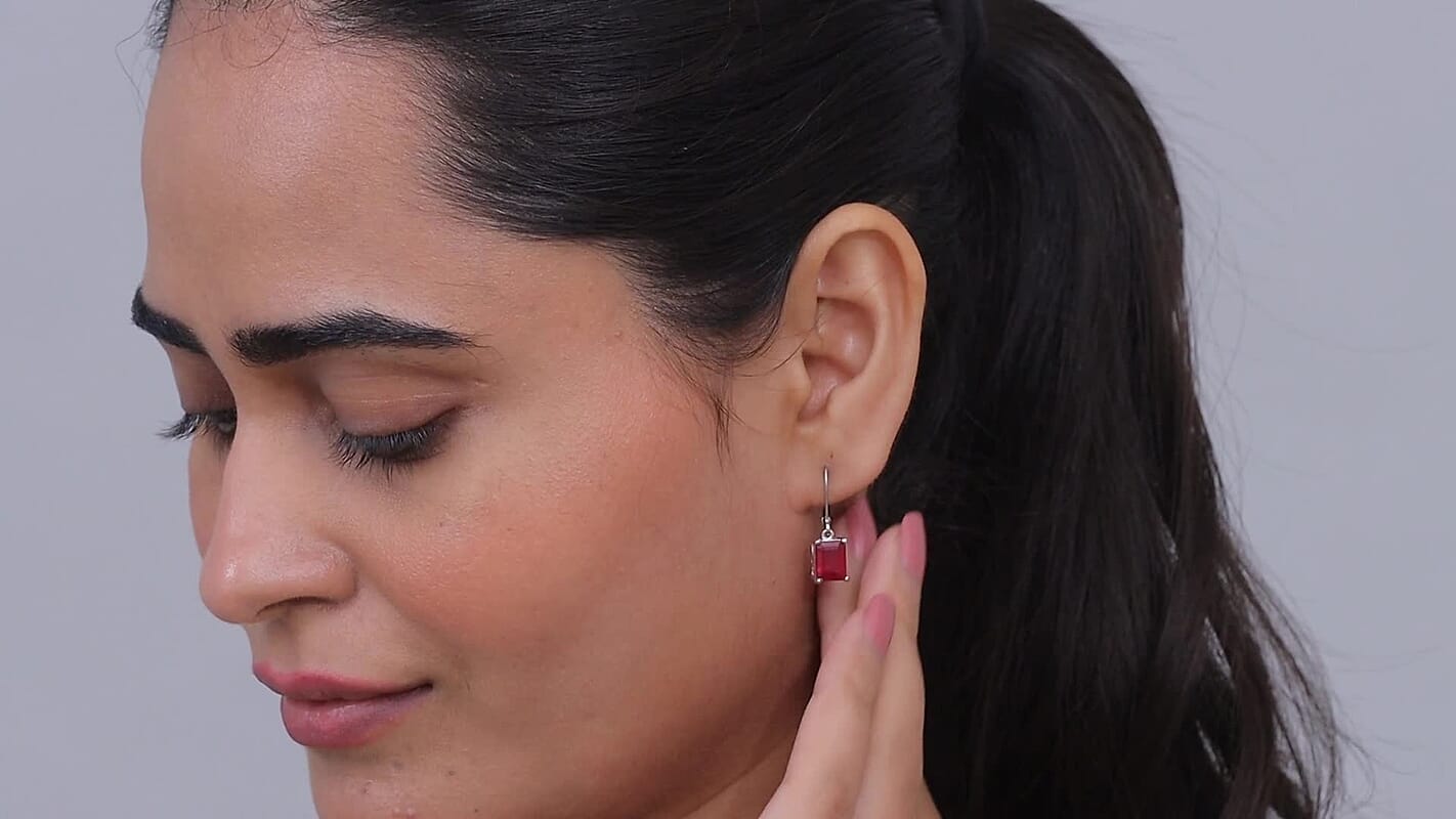 EverTrue Niassa Ruby (FF) Bridge Architecture Earrings in Platinum Bond 4.70 ctw