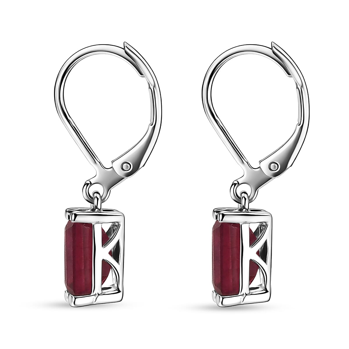 EverTrue Niassa Ruby (FF) 4.70 ctw Bridge Architecture Earrings in Platinum Bond (Ships in 5-7 Days) image number 3