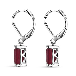 EverTrue Niassa Ruby (FF) 4.70 ctw Bridge Architecture Earrings in Platinum Bond (Ships in 5-7 Days)