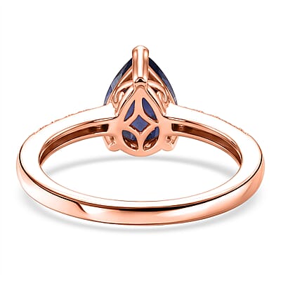 D'Joy Premium Catalina Iolite and White Zircon 1.90 ctw Ring in 18K Vermeil Rose Gold Over Sterling Silver (Size 4.0)