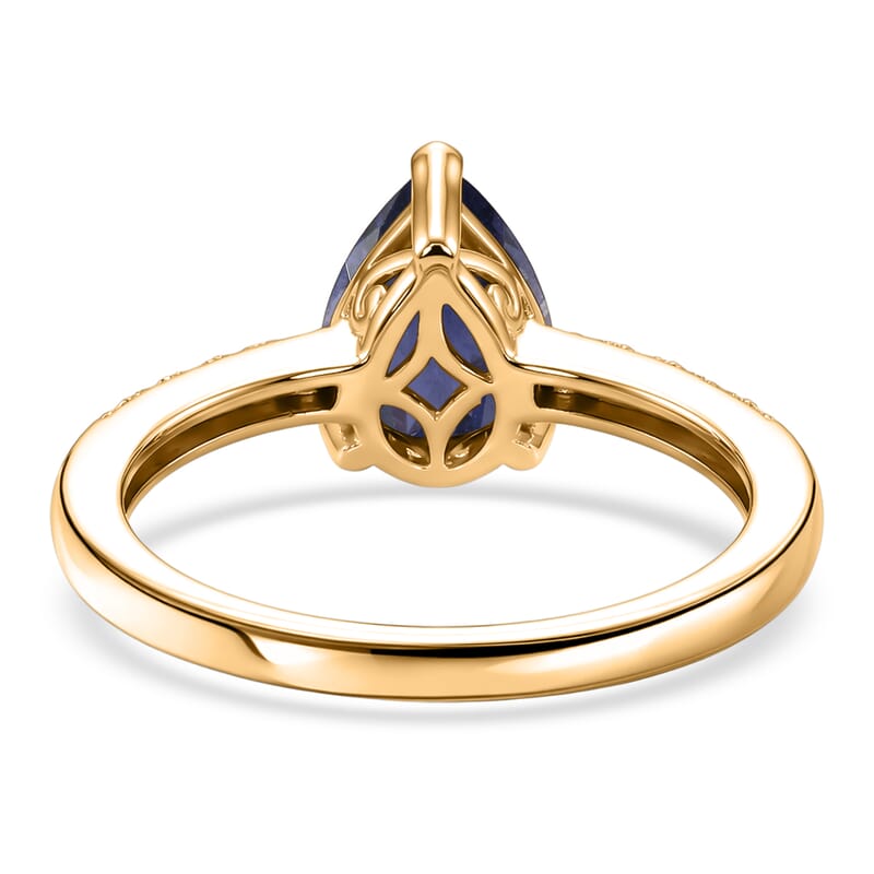 D'Joy Premium Catalina Iolite and White Zircon 1.90 ctw Ring in 18K Vermeil Yellow Gold Over Sterling Silver (Size 5.5)