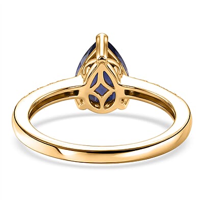 D'Joy Premium Catalina Iolite and White Zircon 1.90 ctw Ring in 18K Vermeil Yellow Gold Over Sterling Silver (Size 6.5)