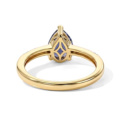 D'Joy Premium Catalina Iolite and White Zircon 1.90 ctw Ring in 18K Vermeil Yellow Gold Over Sterling Silver (Size 8.5)