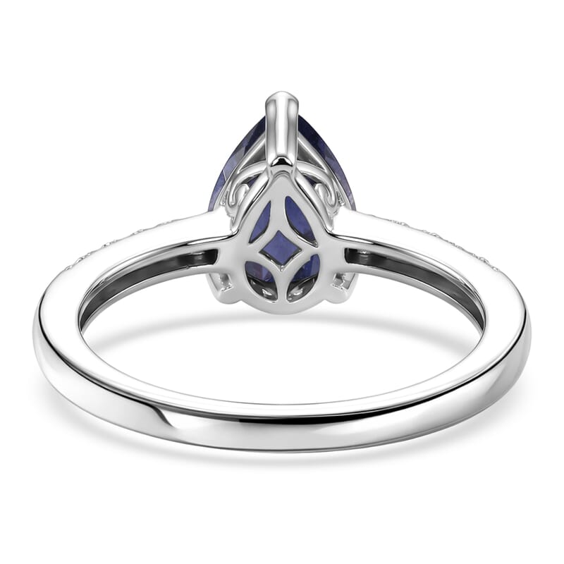 D'Joy Premium Catalina Iolite and White Zircon 1.90 ctw Ring in Rhodium Over Sterling Silver (Size 10.0)
