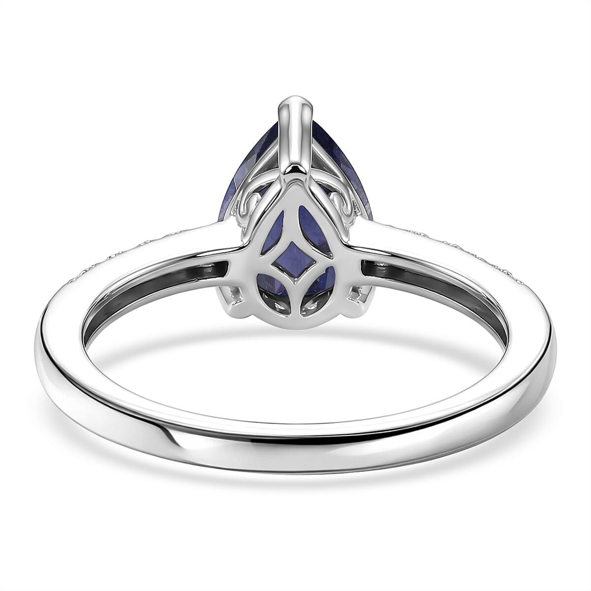 D'Joy Premium Catalina Iolite and White Zircon 1.90 ctw Ring in Rhodium Over Sterling Silver (Size 7.5)
