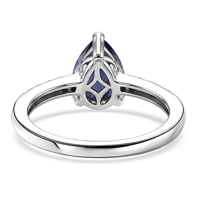 D'Joy Premium Catalina Iolite and White Zircon 1.90 ctw Ring in Rhodium Over Sterling Silver (Size 7.5)