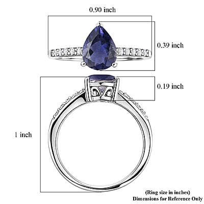 D'Joy Premium Catalina Iolite and White Zircon 1.90 ctw Ring in Rhodium Over Sterling Silver (Size 9.5)