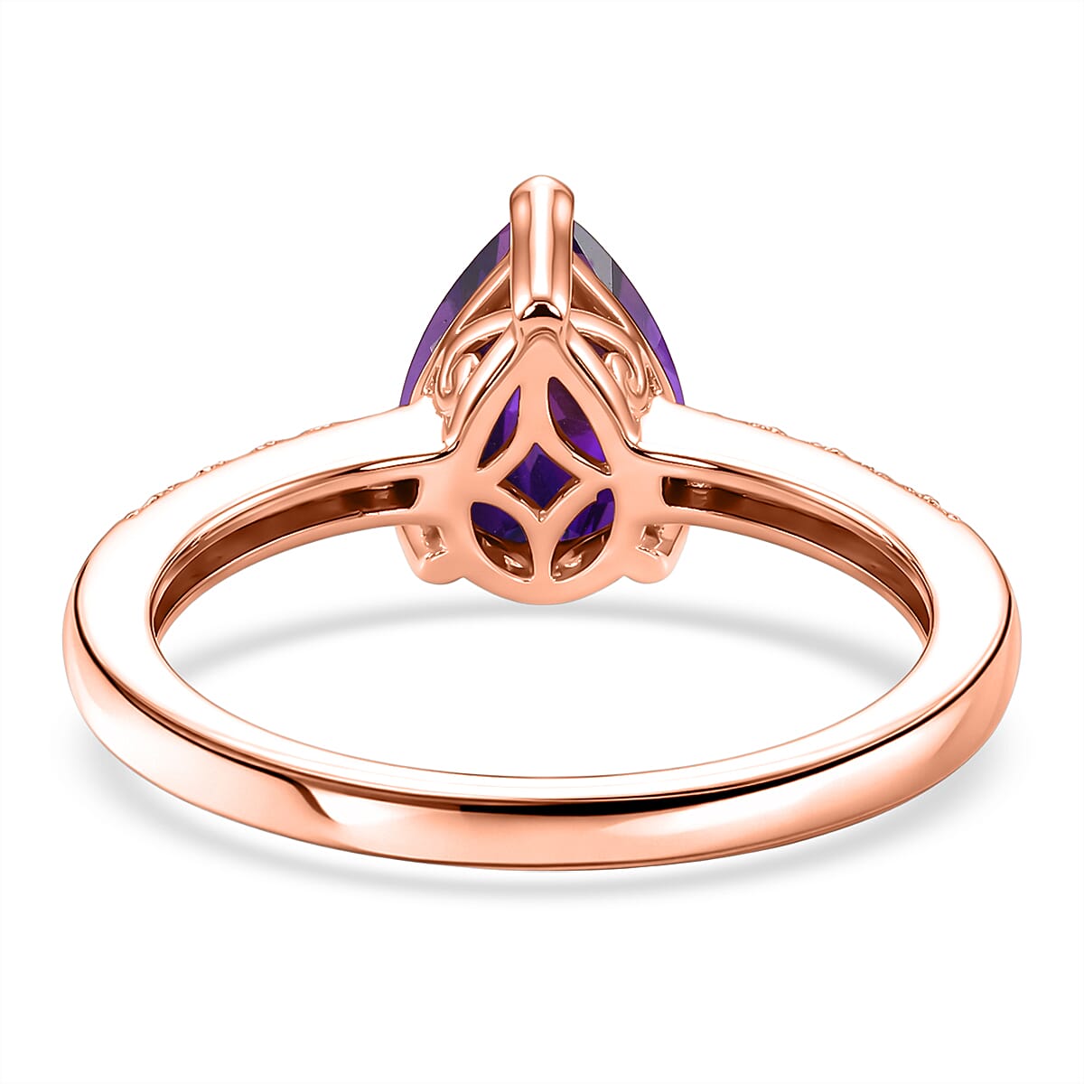 D'Joy Premium Lusaka Amethyst and White Zircon Fashion Ring in 18K Vermeil Rose Gold Over Sterling Silver (Size 7.5) 1.90 ctw image number 4