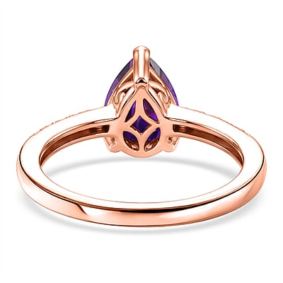 D'Joy Premium Lusaka Amethyst and White Zircon 1.90 ctw Ring in 18K Vermeil Rose Gold Over Sterling Silver (Size 8.5)