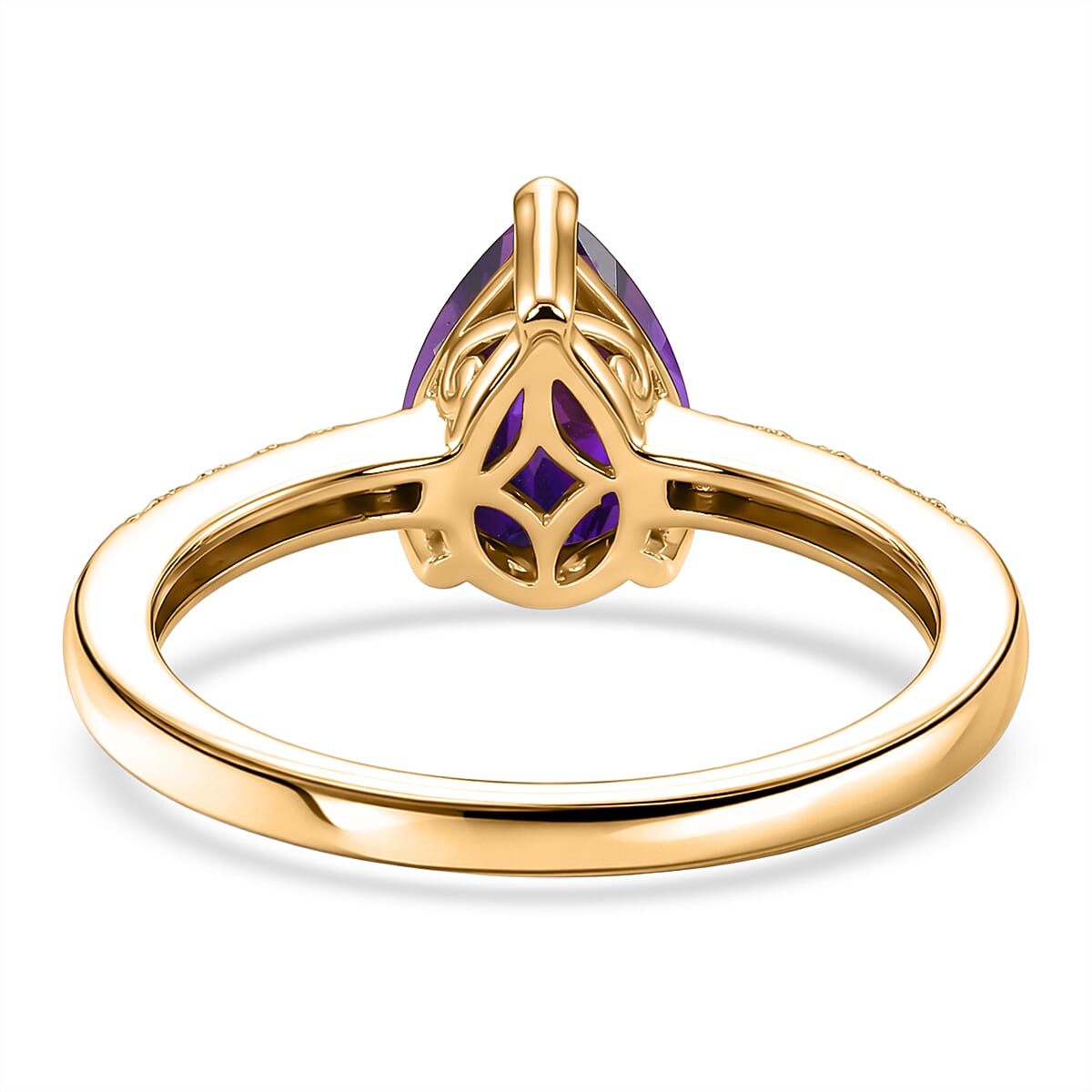 D'Joy Premium Lusaka Amethyst and White Zircon Fashion Ring in 18K Vermeil Yellow Gold Over Sterling Silver (Size 7.5) 1.90 ctw image number 4