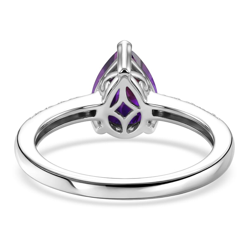 D'Joy Premium Lusaka Amethyst and White Zircon 1.90 ctw Ring in Rhodium Over Sterling Silver (Size 10.0)