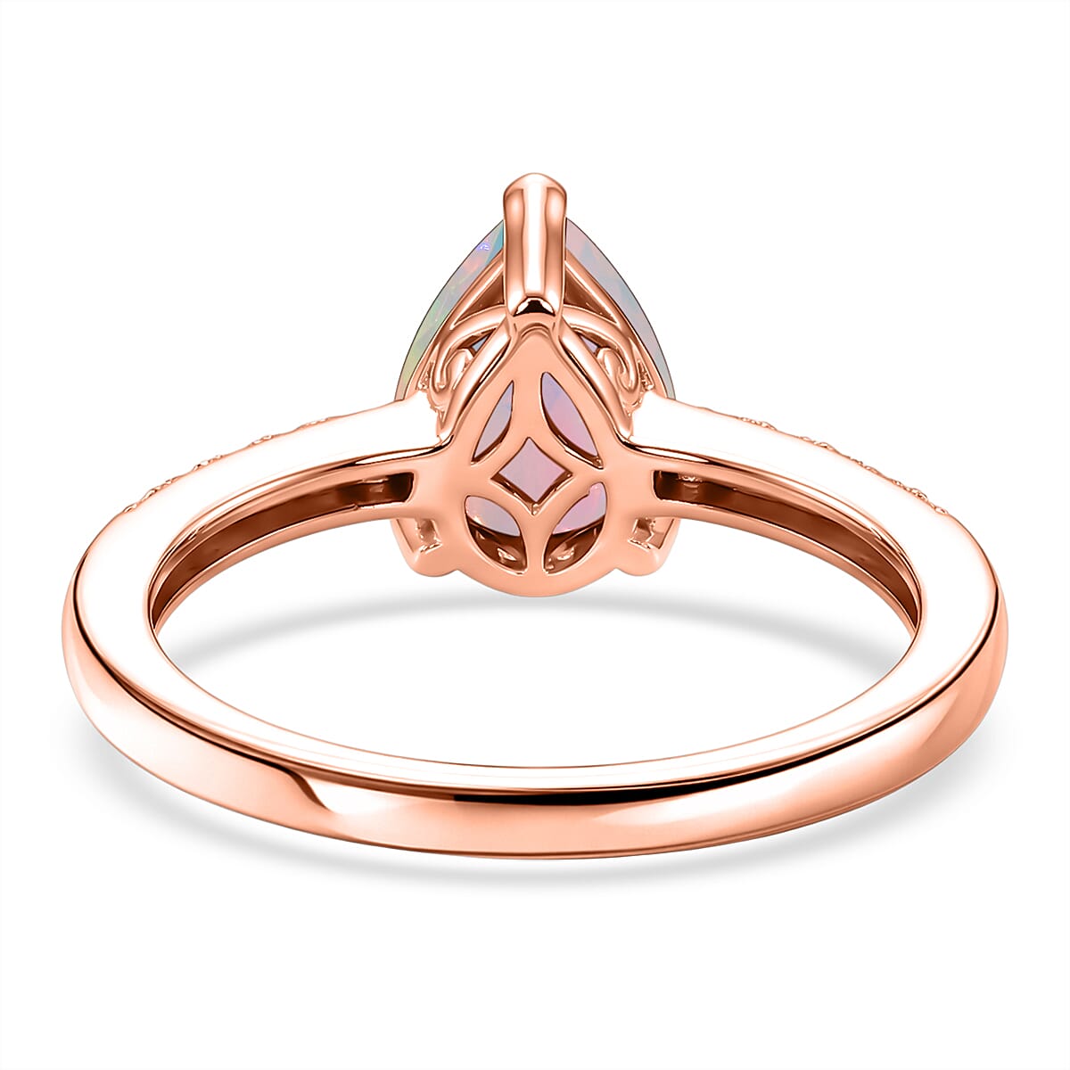 D'Joy Premium Ethiopian Welo Opal and White Zircon Fashion Ring in 18K Vermeil Rose Gold Over Sterling Silver (Size 6.0) 1.60 ctw image number 4