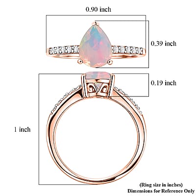 D'Joy Premium Ethiopian Welo Opal and White Zircon 1.60 ctw Ring in 18K Vermeil Rose Gold Over Sterling Silver (Size 8.5)