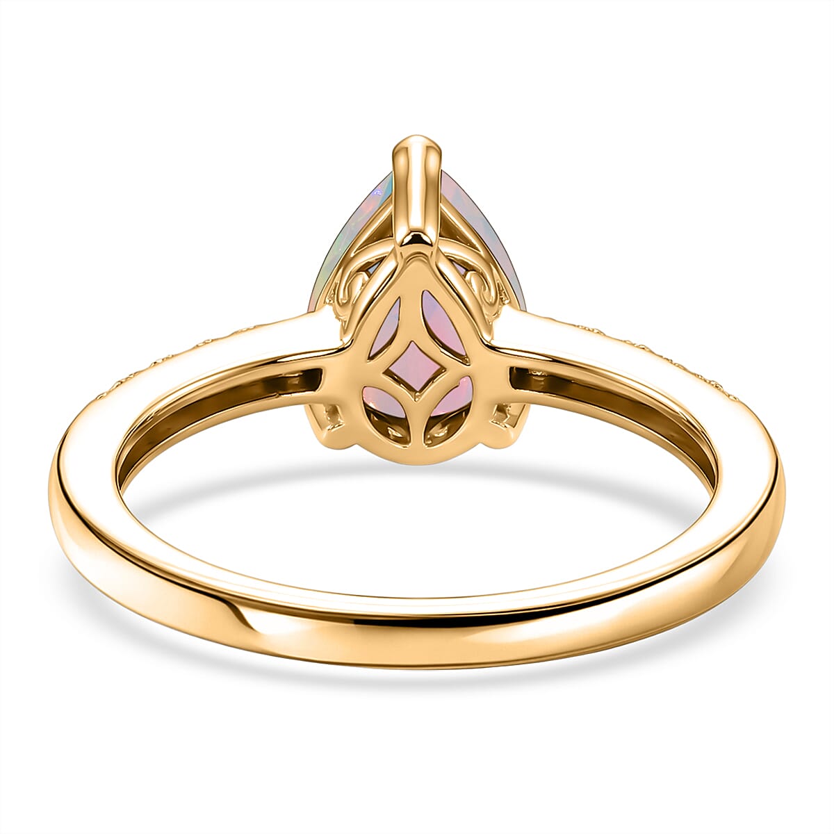 D'Joy Premium Ethiopian Welo Opal and White Zircon Fashion Ring in 18K Vermeil Yellow Gold Over Sterling Silver (Size 11.5) 1.60 ctw image number 4