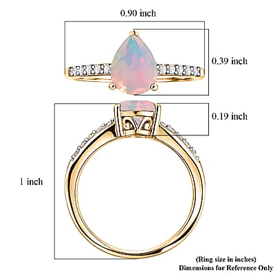 D'Joy Premium Ethiopian Welo Opal and White Zircon 1.60 ctw Ring in 18K Vermeil Yellow Gold Over Sterling Silver (Size 12.0)