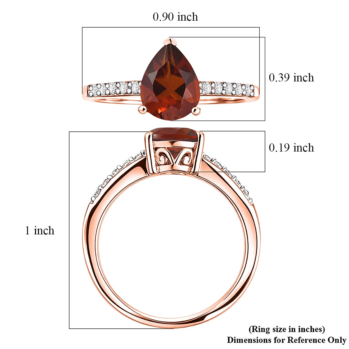 D'Joy Premium Brazilian Cherry Citrine and White Zircon 2.00 ctw Ring in 18K Vermeil Rose Gold Over Sterling Silver (Size 10.0) image number 5