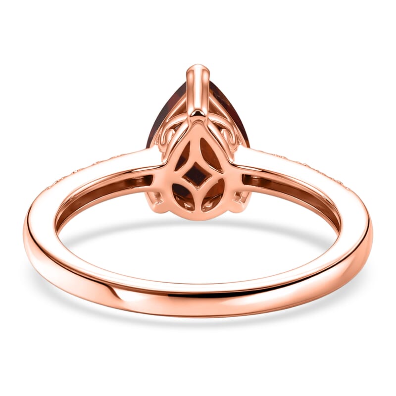 D'Joy Premium Brazilian Cherry Citrine and White Zircon 2.00 ctw Ring in 18K Vermeil Rose Gold Over Sterling Silver (Size 4.0)