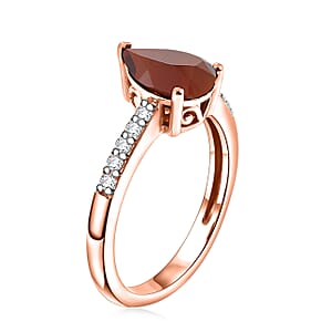 D'Joy Premium Brazilian Cherry Citrine and White Zircon 2.00 ctw Ring in 18K Vermeil Rose Gold Over Sterling Silver (Size 5.5)