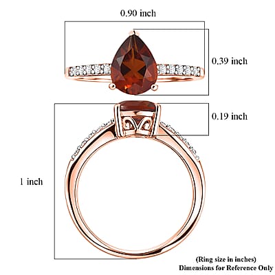 D'Joy Premium Brazilian Cherry Citrine and White Zircon 2.00 ctw Ring in 18K Vermeil Rose Gold Over Sterling Silver (Size 7.0)