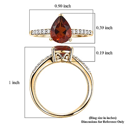 D'Joy Premium Brazilian Cherry Citrine and White Zircon 2.00 ctw Ring in 18K Vermeil Yellow Gold Over Sterling Silver (Size 10.5)