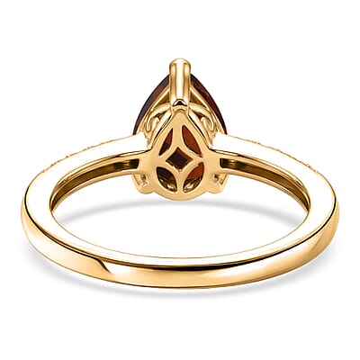 D'Joy Premium Brazilian Cherry Citrine and White Zircon 2.00 ctw Ring in 18K Vermeil Yellow Gold Over Sterling Silver (Size 12.0)