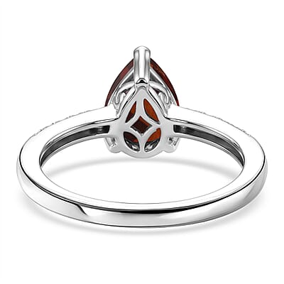 D'Joy Premium Brazilian Cherry Citrine and White Zircon 2.00 ctw Ring in Rhodium Over Sterling Silver (Size 9.5)