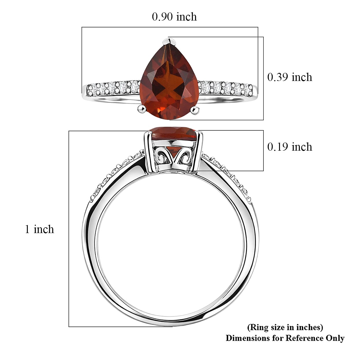 D'Joy Premium Brazilian Cherry Citrine and White Zircon 2.00 ctw Ring in Rhodium Over Sterling Silver (Size 9.5)