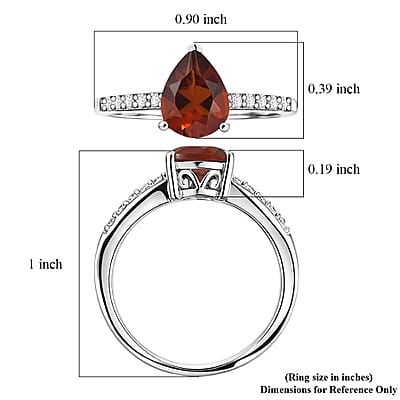 D'Joy Premium Brazilian Cherry Citrine and White Zircon 2.00 ctw Ring in Rhodium Over Sterling Silver (Size 9.5)