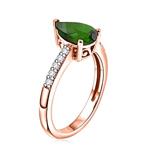 D'Joy Chrome Diopside and White Zircon 2.25 ctw Ring in 18K Vermeil Rose Gold Over Sterling Silver (Size 5.5)