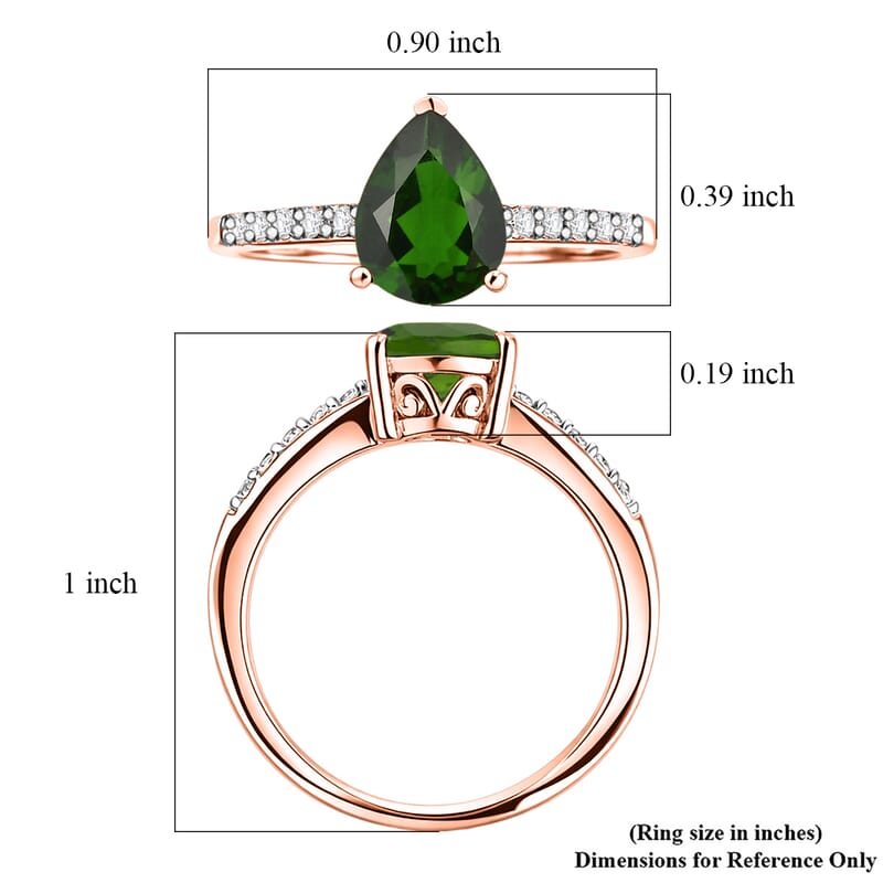 D'Joy Chrome Diopside and White Zircon 2.25 ctw Ring in 18K Vermeil Rose Gold Over Sterling Silver (Size 5.5)