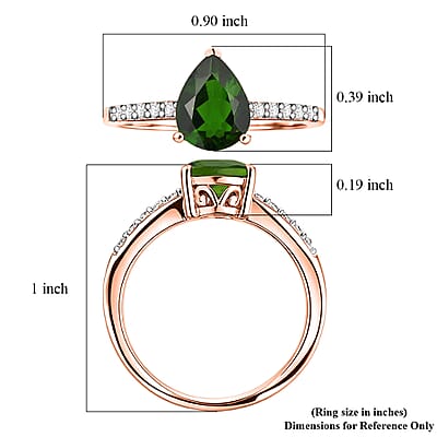 D'Joy Chrome Diopside and White Zircon 2.25 ctw Ring in 18K Vermeil Rose Gold Over Sterling Silver (Size 7.0)