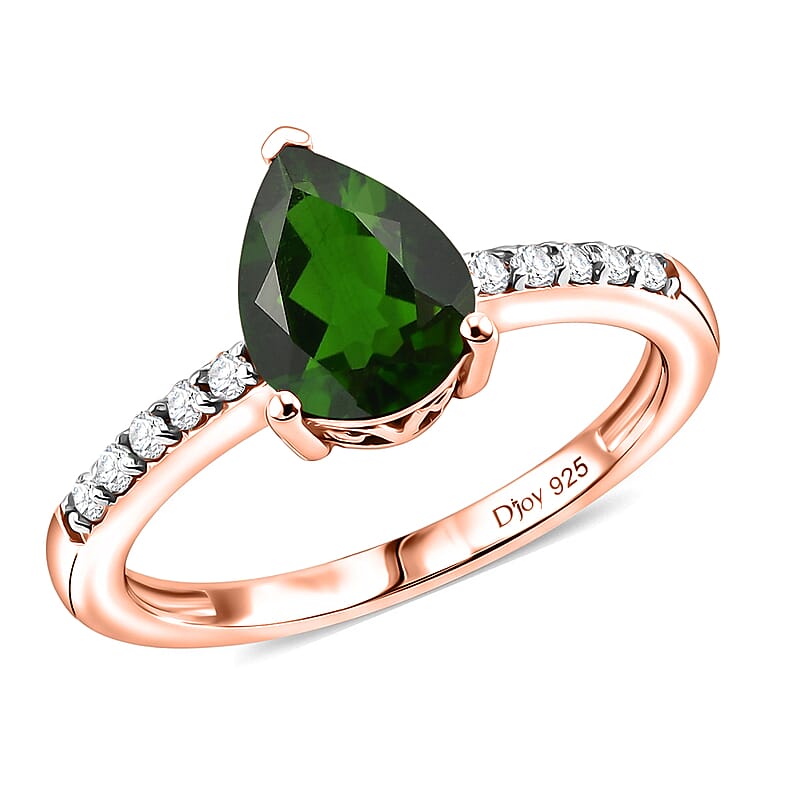 D'Joy Chrome Diopside and White Zircon 2.25 ctw Ring in 18K Vermeil Rose Gold Over Sterling Silver (Size 7.5)