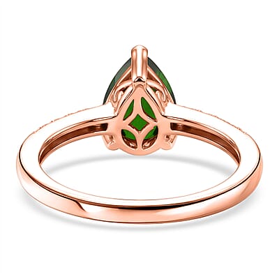 D'Joy Chrome Diopside and White Zircon 2.25 ctw Ring in 18K Vermeil Rose Gold Over Sterling Silver (Size 8.5)