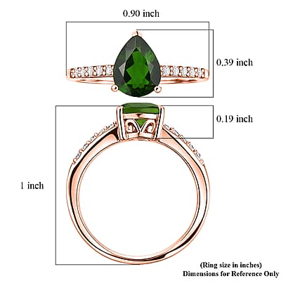 D'Joy Chrome Diopside and White Zircon 2.25 ctw Ring in 18K Vermeil Rose Gold Over Sterling Silver (Size 8.5)