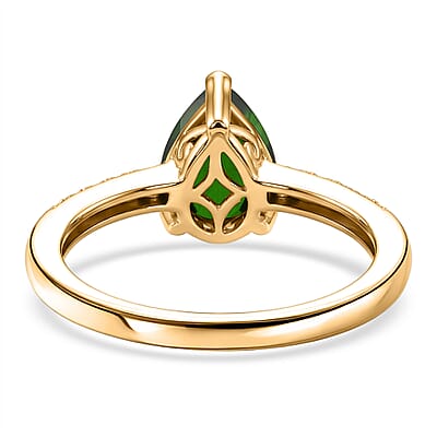 D'Joy Chrome Diopside and White Zircon 2.25 ctw Ring in 18K Vermeil Yellow Gold Over Sterling Silver (Size 11.0)