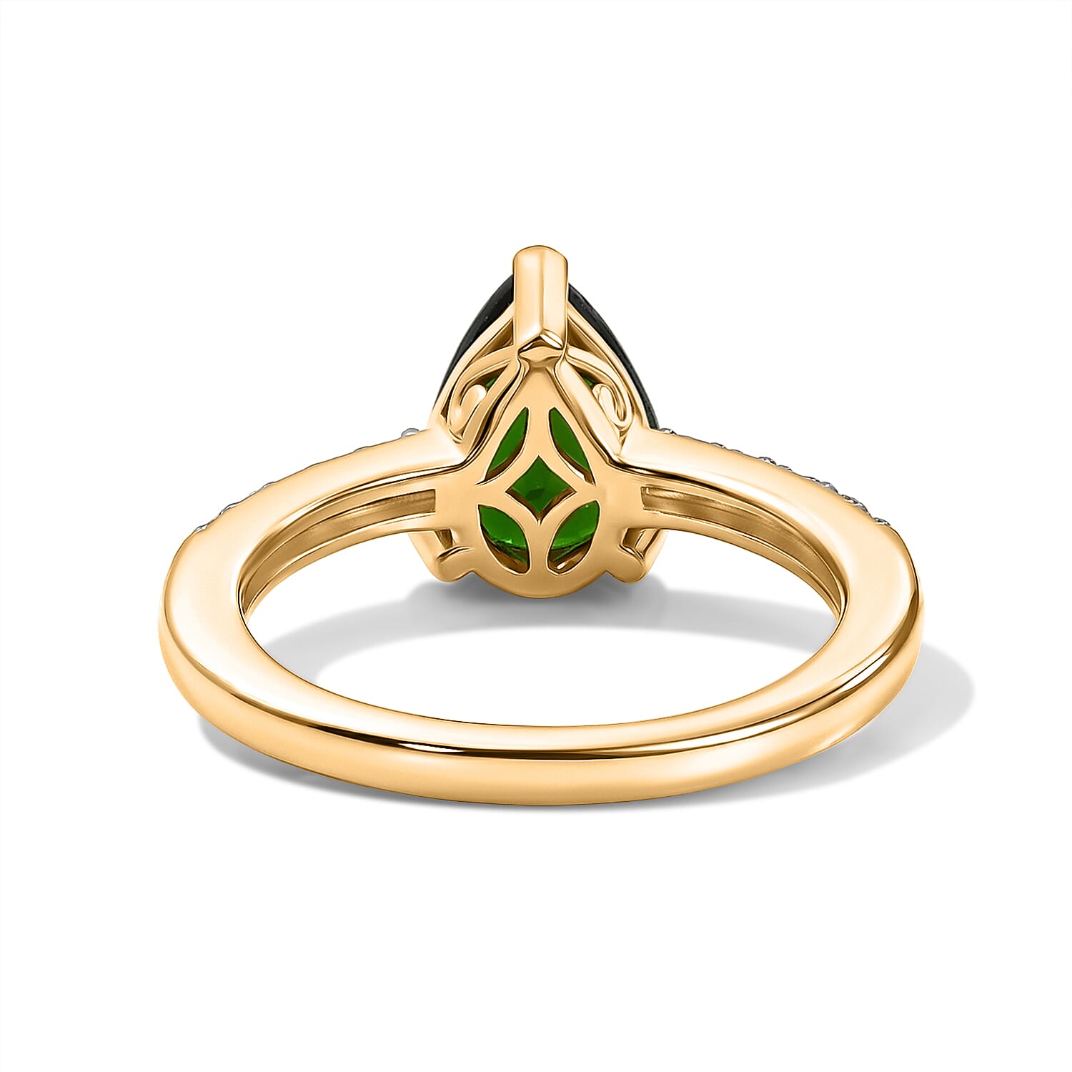 D'Joy Chrome Diopside and White Zircon 2.25 ctw Ring in 18K Vermeil Yellow Gold Over Sterling Silver (Size 5.5)