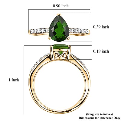 D'Joy Chrome Diopside and White Zircon 2.25 ctw Ring in 18K Vermeil Yellow Gold Over Sterling Silver (Size 6.5)