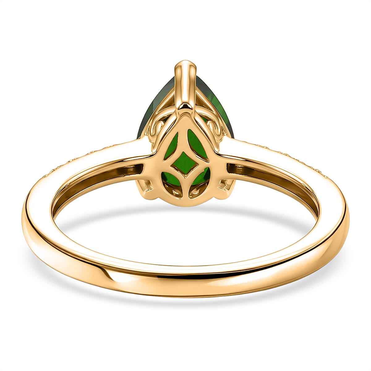 D'Joy Chrome Diopside and White Zircon 2.25 ctw Ring in 18K Vermeil Yellow Gold Over Sterling Silver (Size 7.0)
