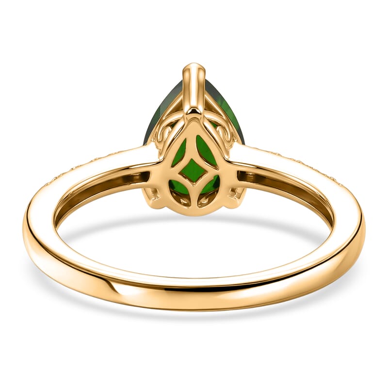 D'Joy Chrome Diopside and White Zircon 2.25 ctw Ring in 18K Vermeil Yellow Gold Over Sterling Silver (Size 8.0)