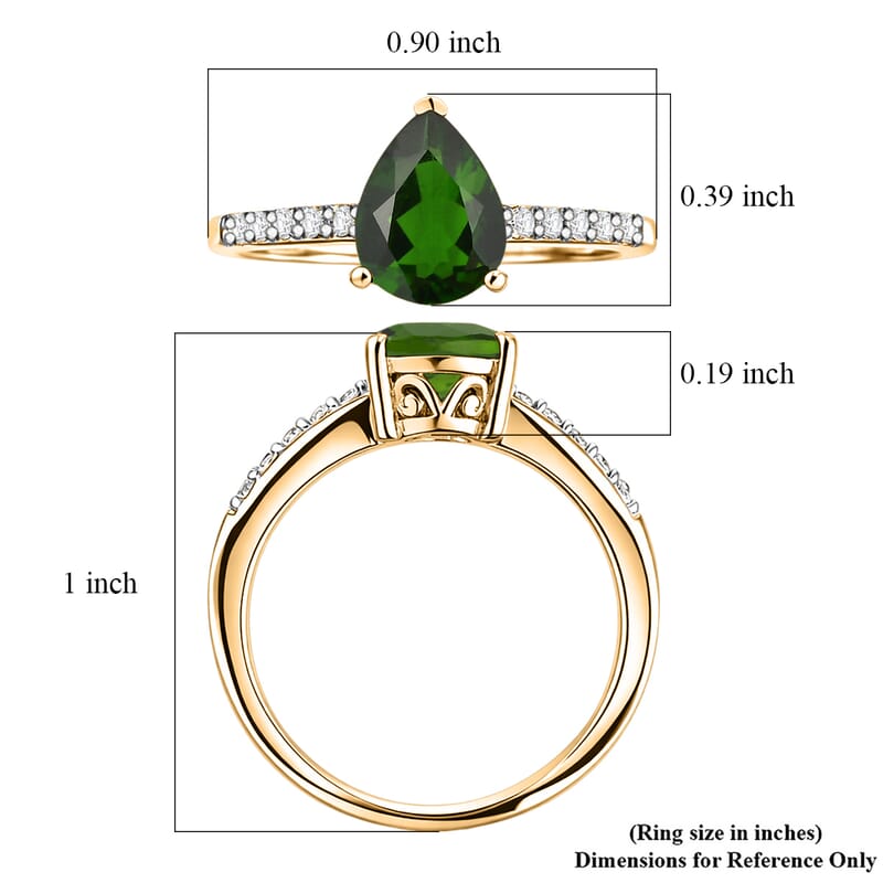 D'Joy Chrome Diopside and White Zircon 2.25 ctw Ring in 18K Vermeil Yellow Gold Over Sterling Silver (Size 8.0)