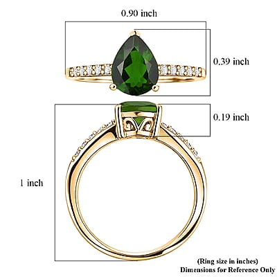 D'Joy Chrome Diopside and White Zircon 2.25 ctw Ring in 18K Vermeil Yellow Gold Over Sterling Silver (Size 8.5)