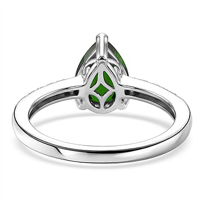 D'Joy Chrome Diopside and White Zircon 2.25 ctw Ring in Rhodium Over Sterling Silver (Size 10.5)