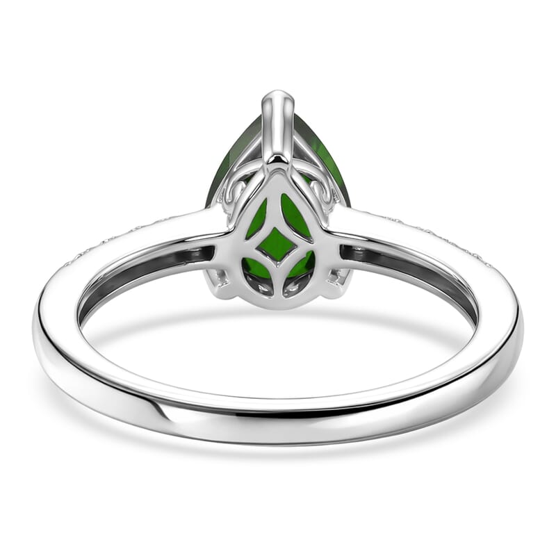 D'Joy Chrome Diopside and White Zircon 2.25 ctw Ring in Rhodium Over Sterling Silver (Size 6.0)