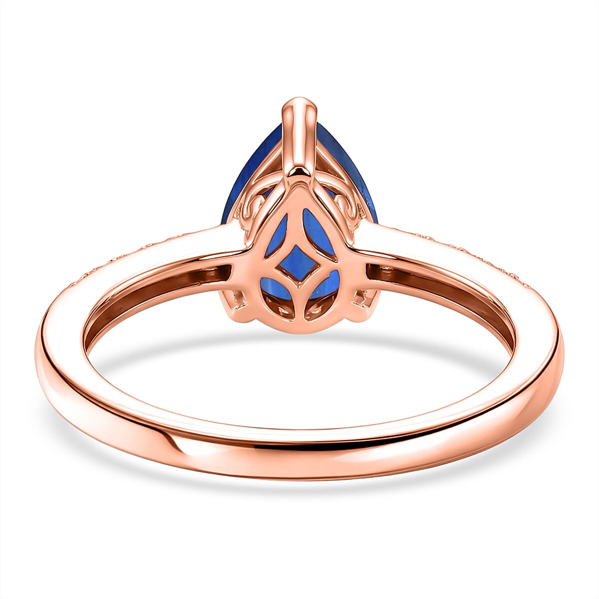 D'Joy Premium Kashmir Blue Kyanite and White Zircon 2.50 ctw Ring in 18K Vermeil Rose Gold Over Sterling Silver (Size 10.5)