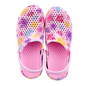 Royal Deluxe Pink Pattern Strap Clogs-11