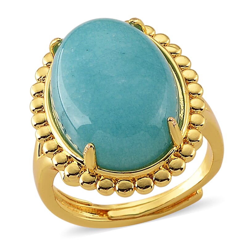 Blue Quartzite 20.00 ctw Ring (Adjustable) in Silvertone