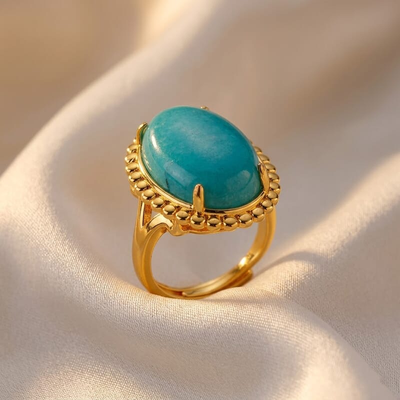 Blue Quartzite 20.00 ctw Ring (Adjustable) in Silvertone